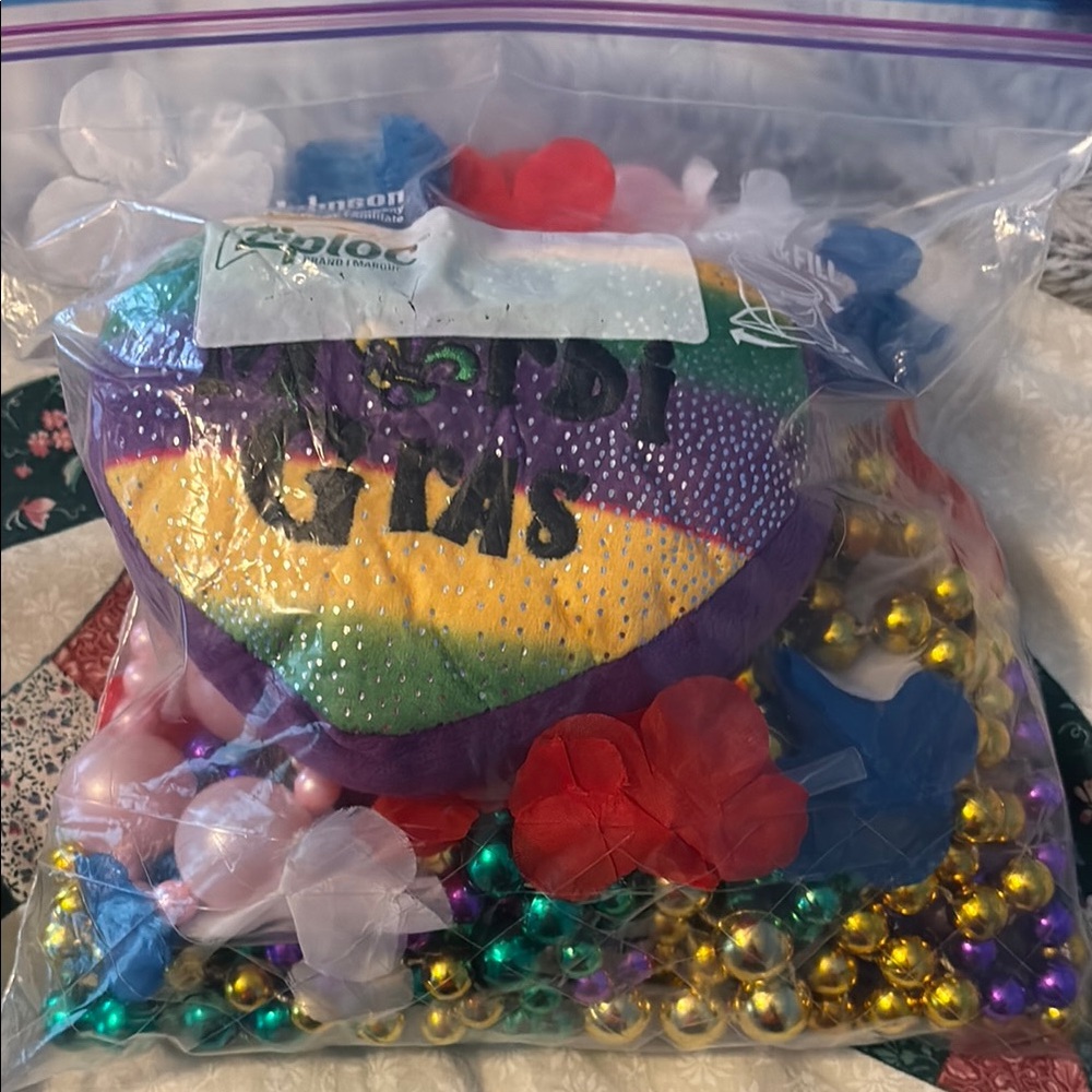 Colorful Beaded Mardi Gras Heart